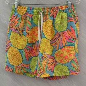 Chubbies Men’s L Pineapple Hawaiian Drawstring Lined Swim Trunk/Shorts
